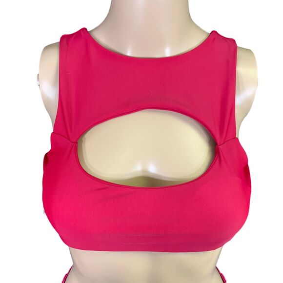 Cupshe Womens Bikini Swimsuit Top Cutout High Neck Magenta Pink Small - Picture 2 of 12